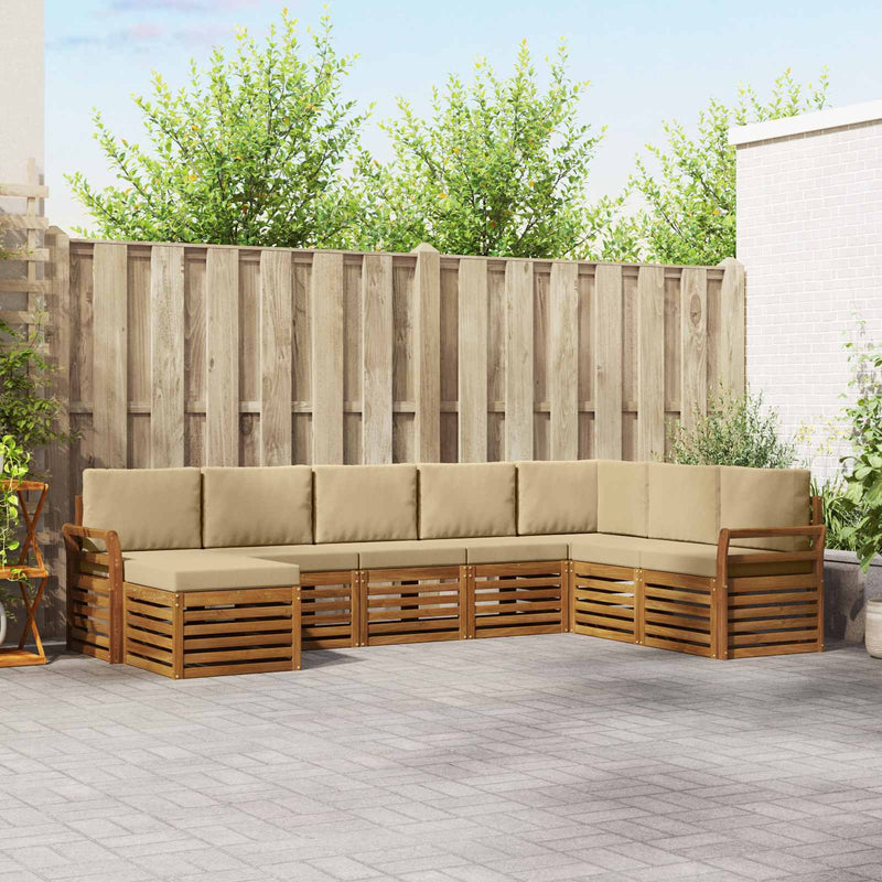 Set de canapele de exterior 8 buc. Natural și Bej