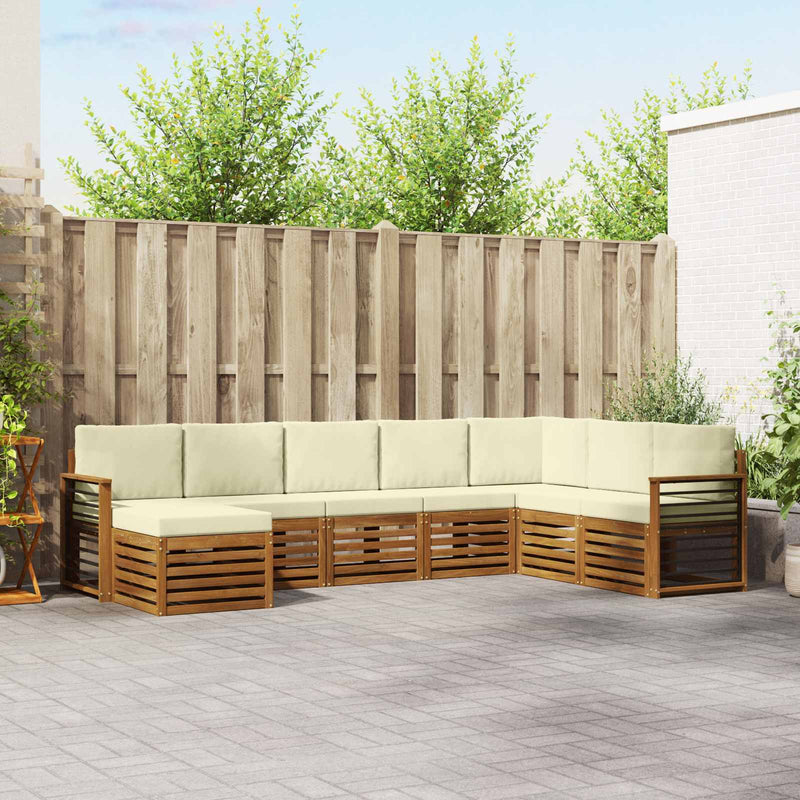 Set de canapele de exterior 8 buc. Natural și Crem
