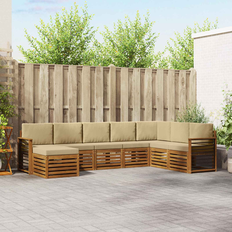 Set de canapele de exterior 8 buc. Natural și Bej