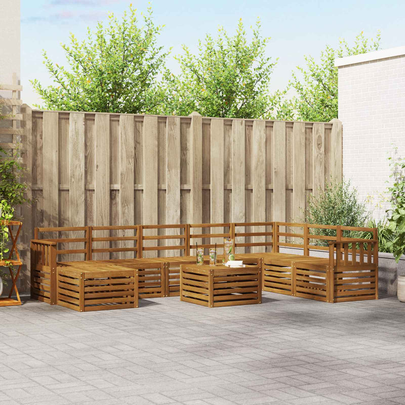 Set de canapele de exterior 9 buc. natural
