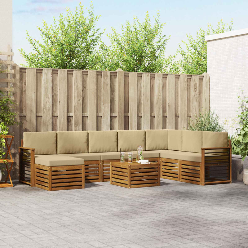Set de canapele de exterior 9 buc. Natural și Bej