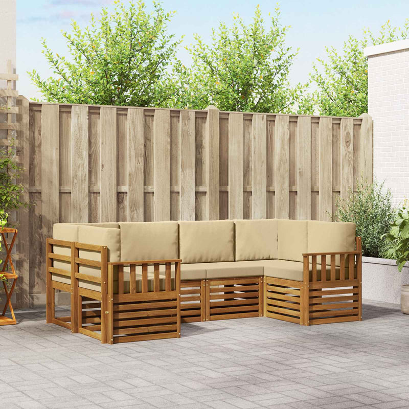 Set de canapele de exterior 6 buc. natural