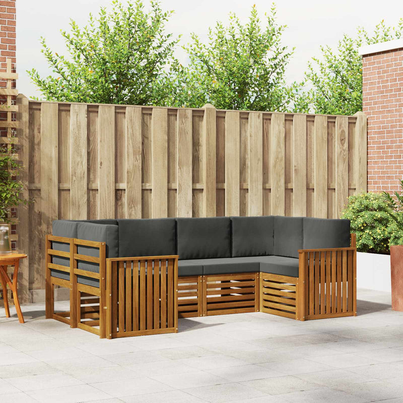 Set de canapele de exterior 6 buc. Natural și Antracit