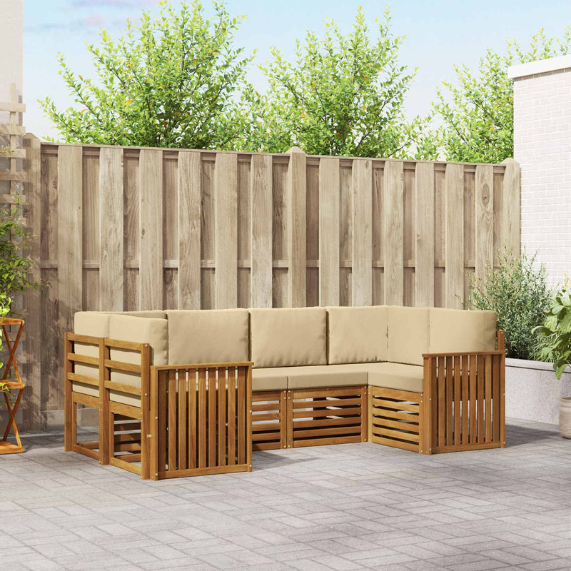 Set de canapele de exterior 6 buc. natural