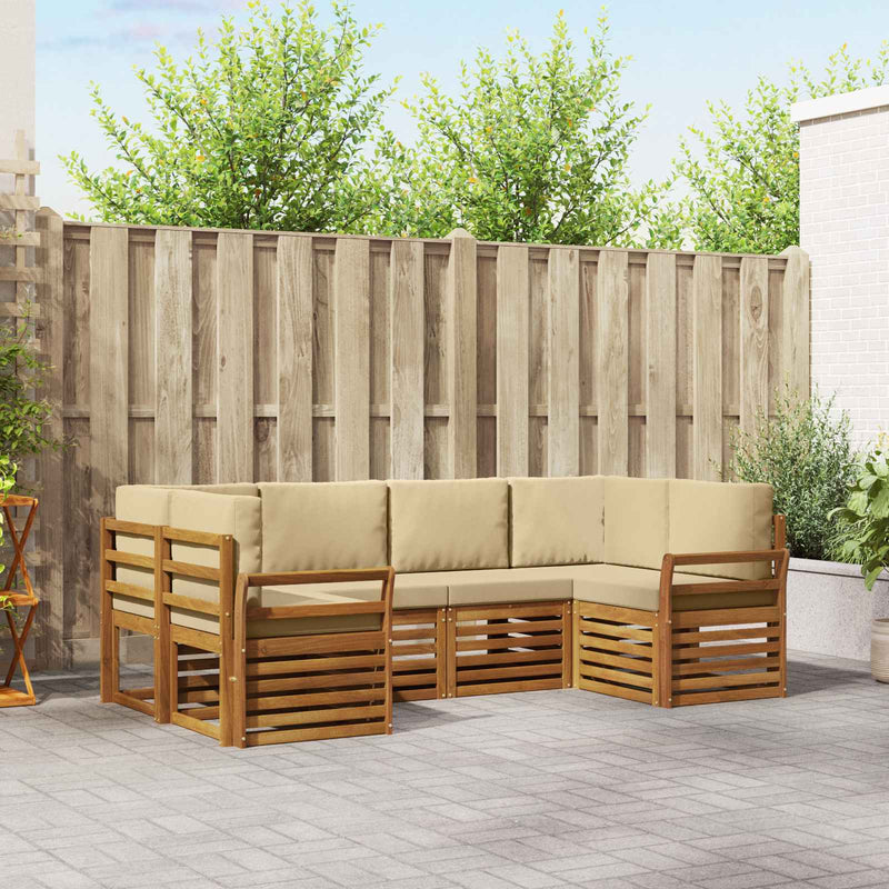 Set de canapele de exterior 6 buc. natural