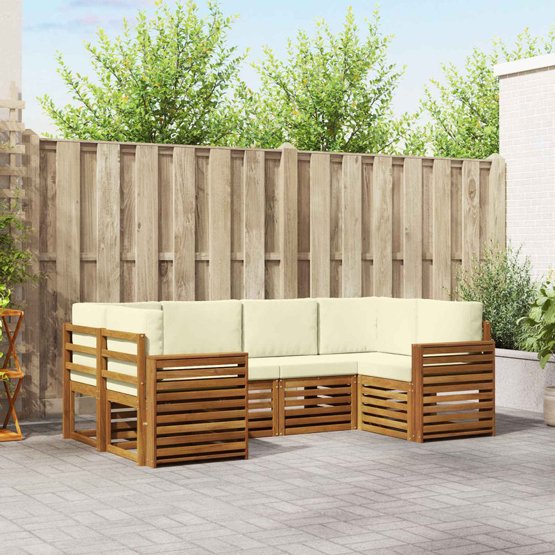 Set de canapele de exterior 6 buc. Natural și Crem
