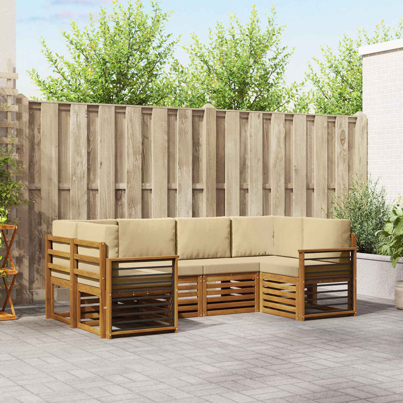 Set de canapele de exterior 6 buc. natural