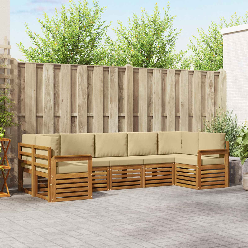 Set de canapele de exterior 7 buc. Natural și Bej