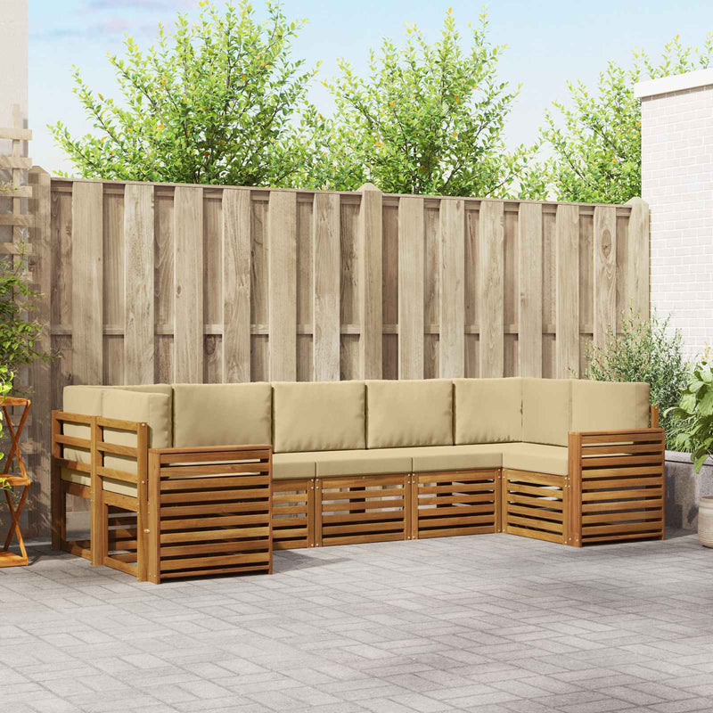 Set de canapele de exterior 7 buc. Natural și Bej