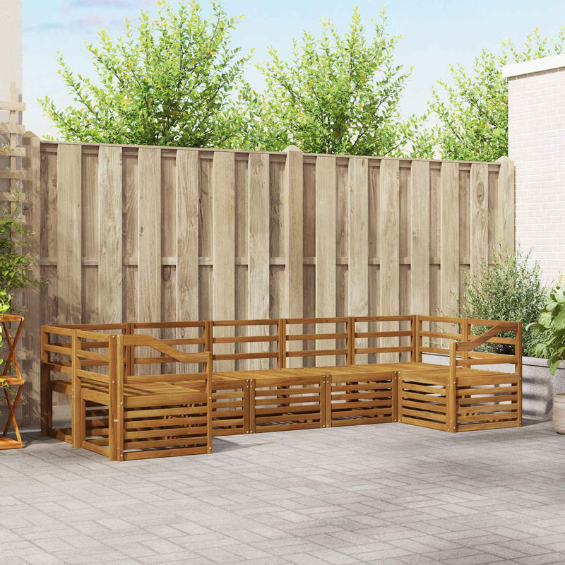 Set de canapele de exterior 7 buc. natural