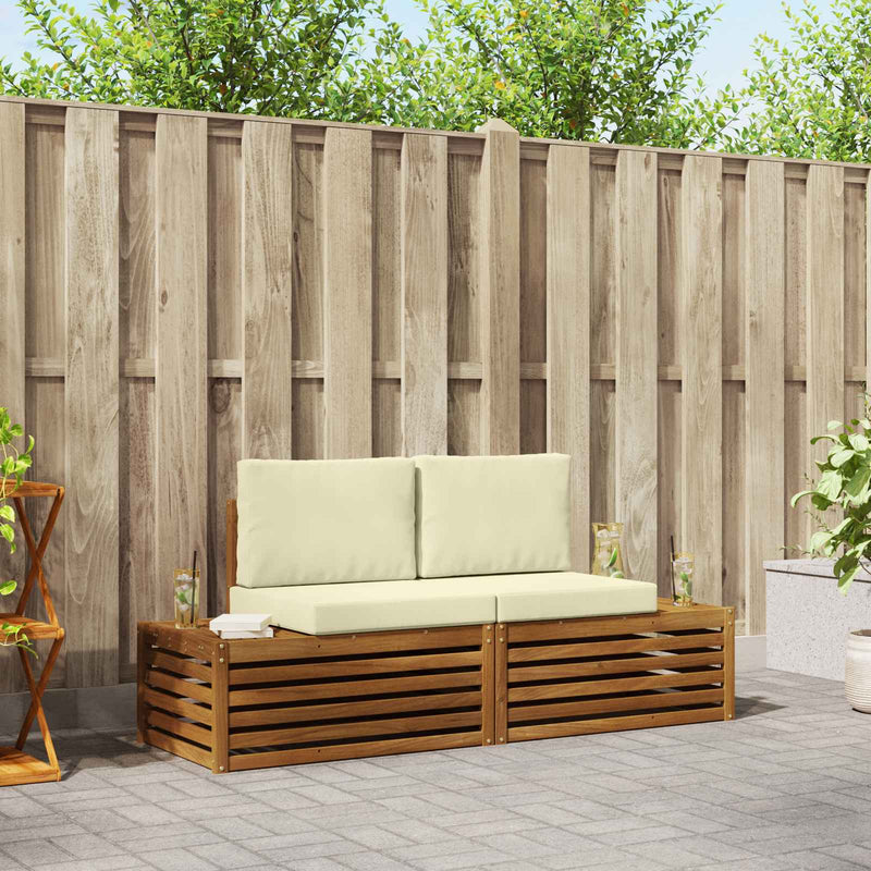 2 buc. Set de canapele de exterior Natural și Crem