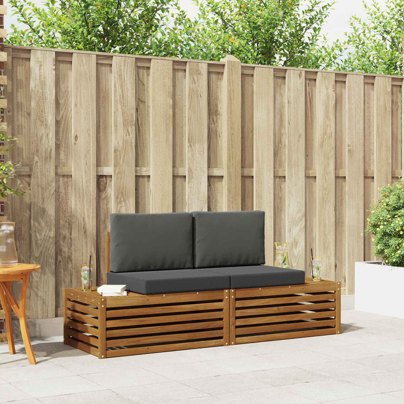 2 buc. Set de canapele de exterior Natural și Antracit