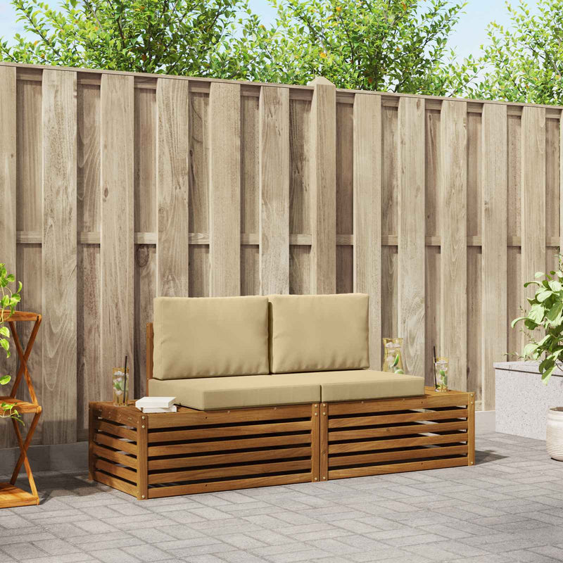 2 buc. Set de canapele de exterior Natural și Bej