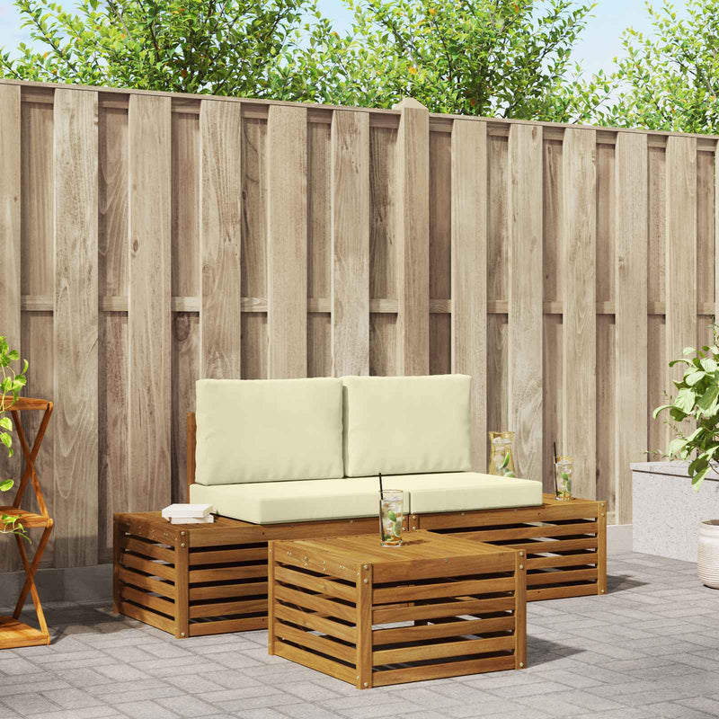 Set de canapele de exterior Natural și Crem 59 x 59 x 37 cm