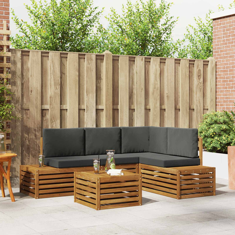 5 buc. Set de canapele de exterior Natural și Antracit