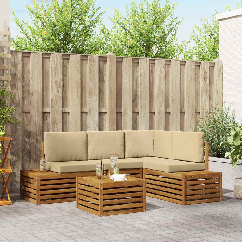 5 buc. Set de canapele de exterior Natural și Bej