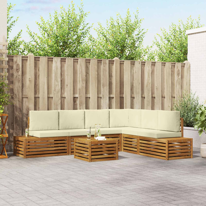 7 buc. Set de canapele de exterior Natural și Crem