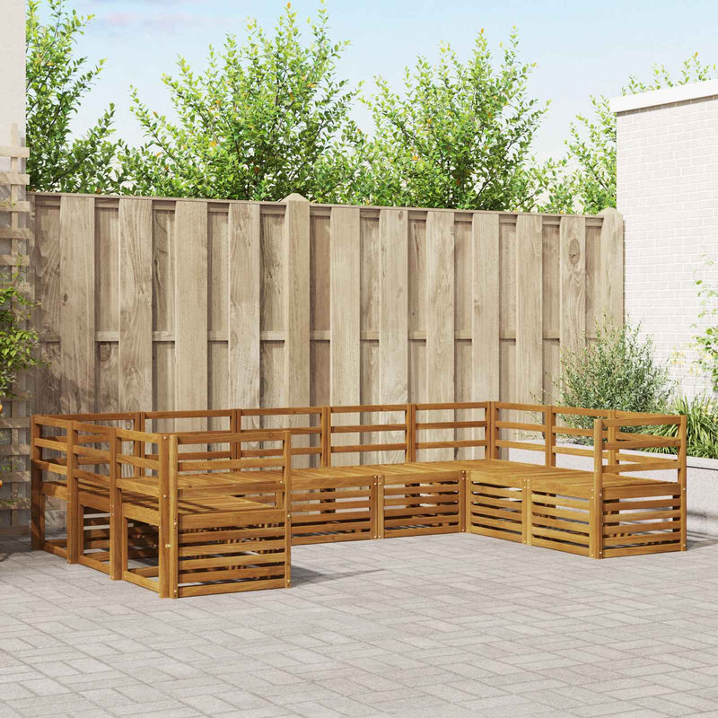 Set de canapele de exterior 9 buc. natural