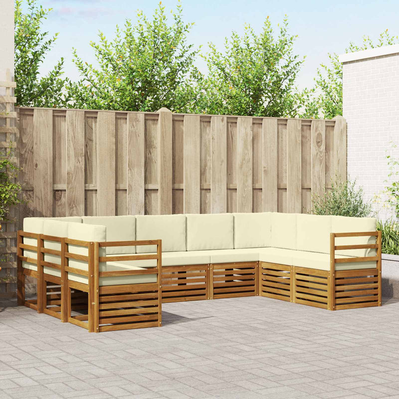 Set de canapele de exterior 9 buc. Natural și Crem