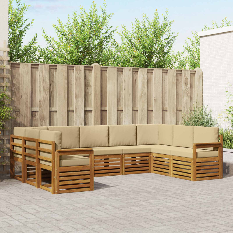 Set de canapele de exterior 9 buc. Natural și Bej