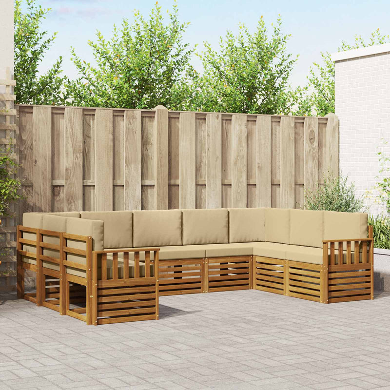 Set de canapele de exterior 9 buc. Natural și Bej