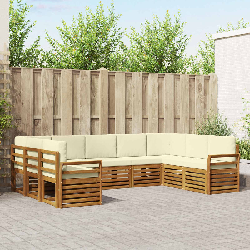 Set de canapele de exterior 9 buc. Natural și Crem