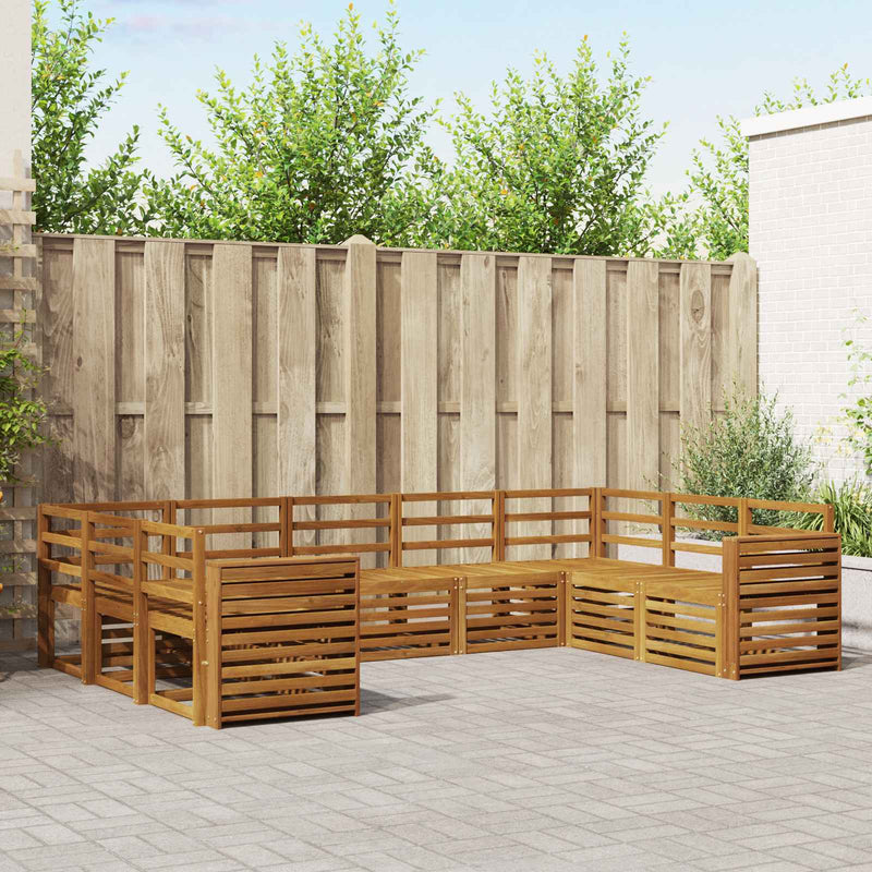 Set de canapele de exterior 9 buc. natural