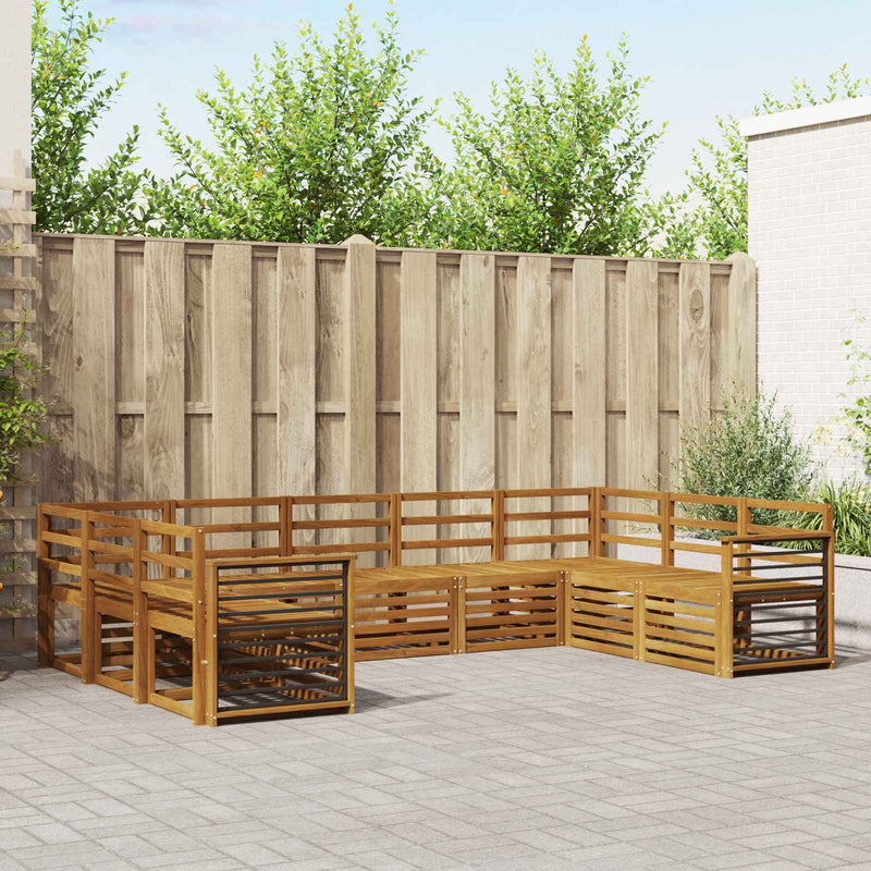 Set de canapele de exterior 9 buc. natural