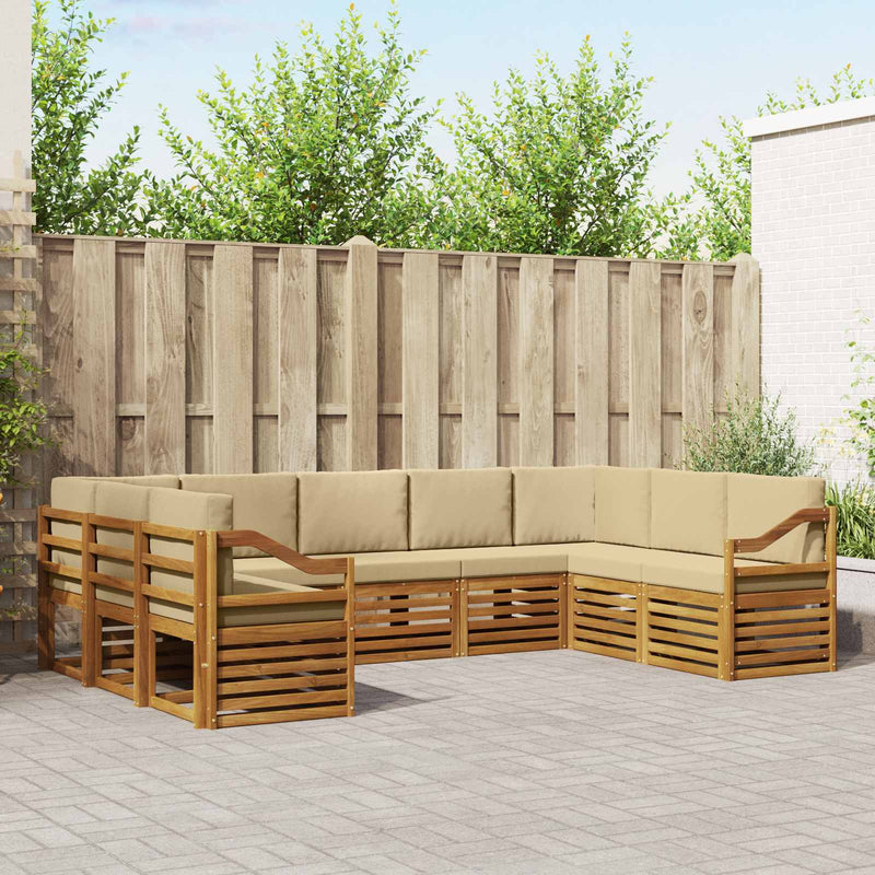 Set de canapele de exterior 9 buc. Natural și Bej