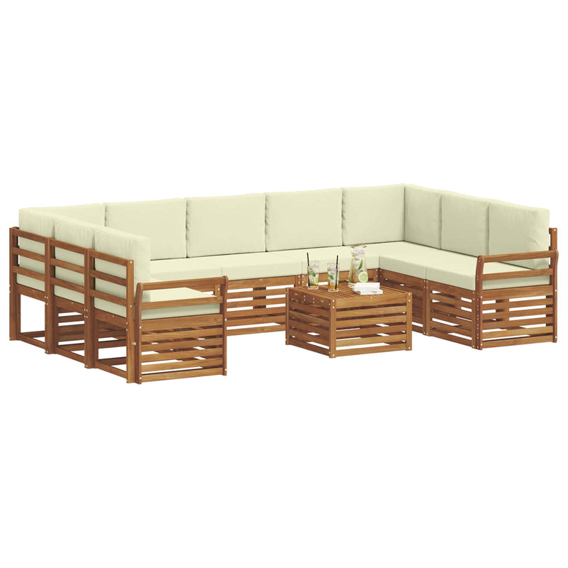 Set de canapele de exterior 10 buc. Natural și Crem