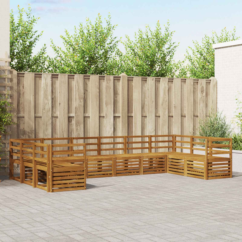 Set de canapele de exterior 10 buc. natural