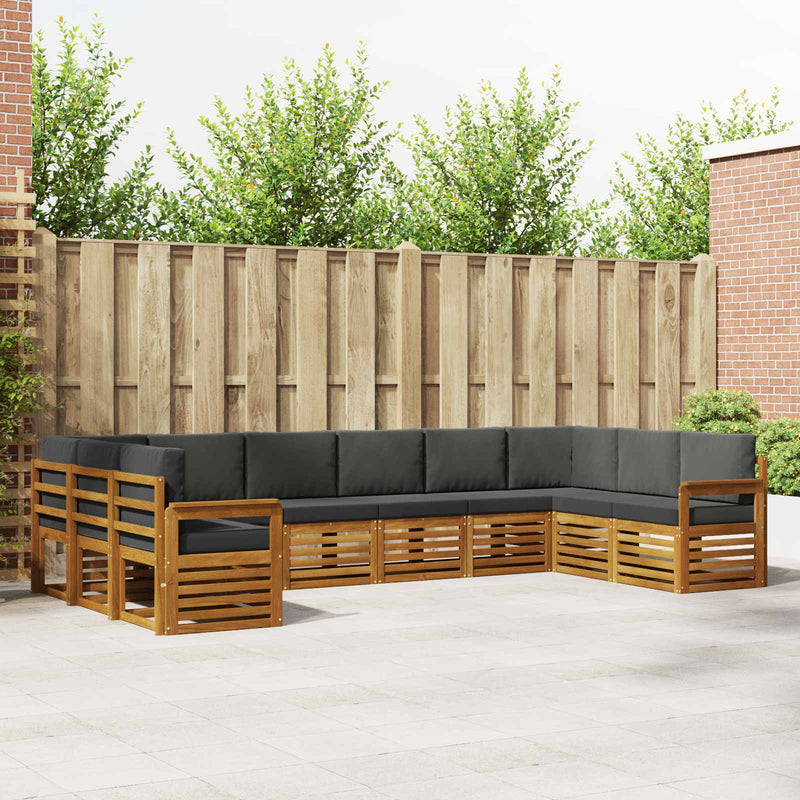 Set de canapele de exterior 10 buc. Natural și Antracit