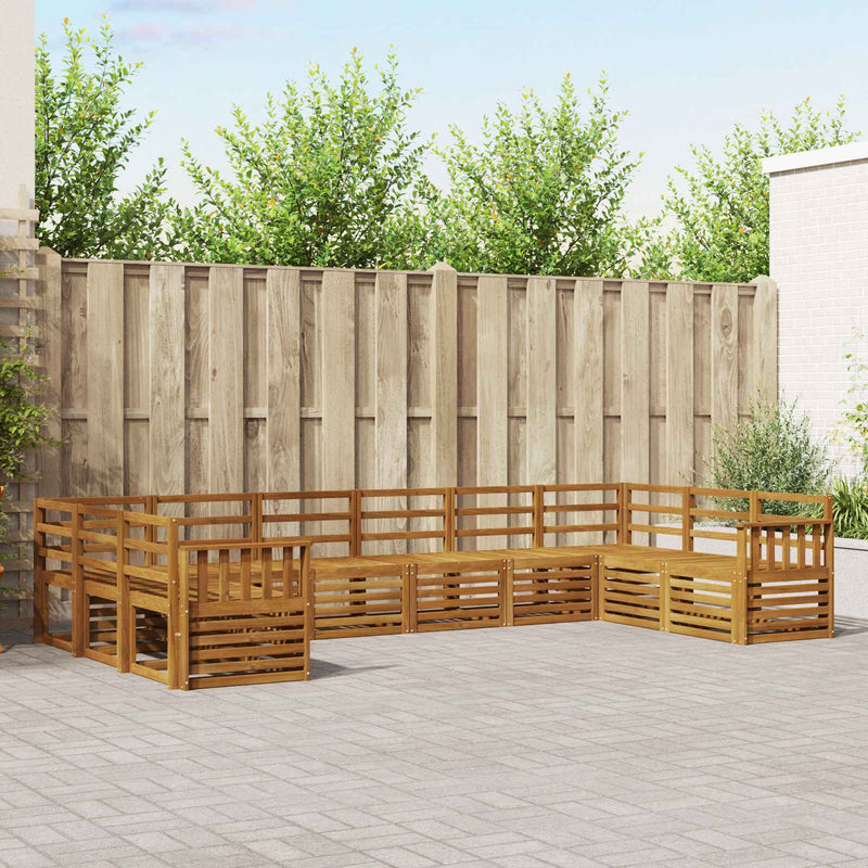 Set de canapele de exterior 10 buc. natural