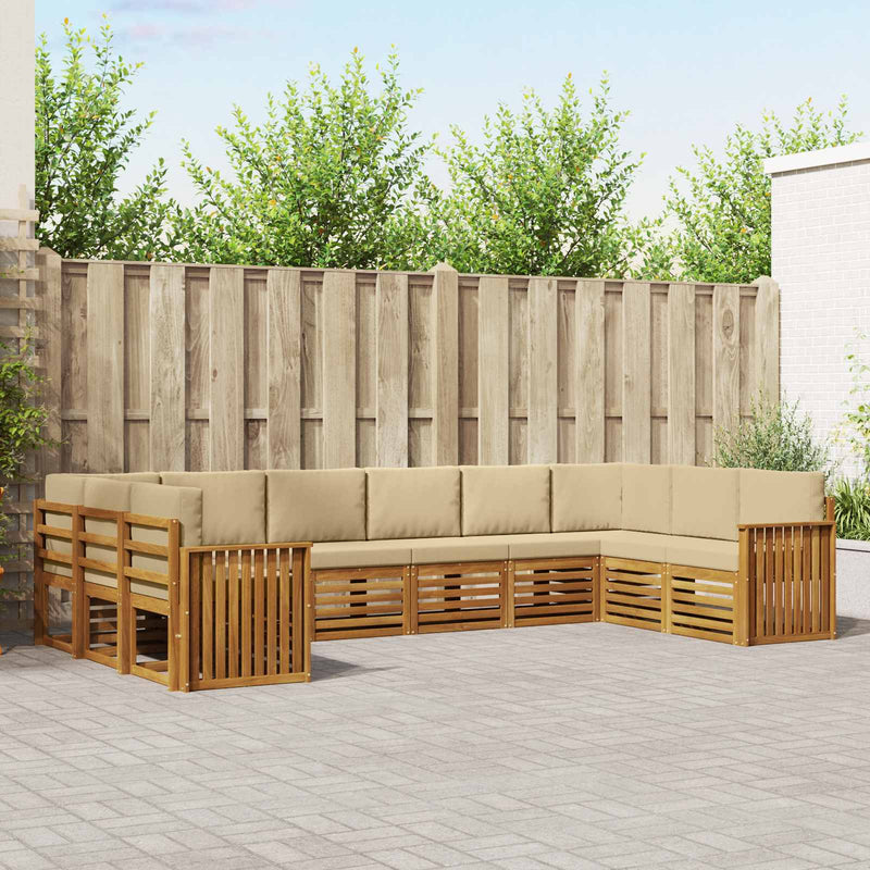 Set de canapele de exterior 10 buc. Natural și Bej