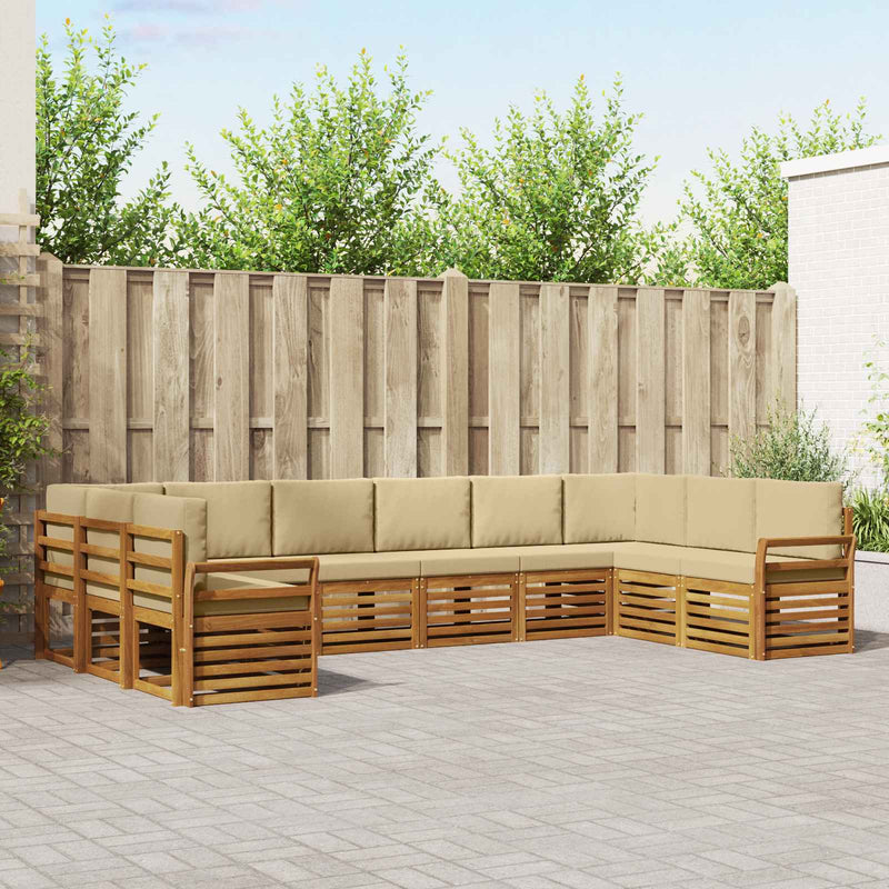 Set de canapele de exterior 10 buc. Natural și Bej