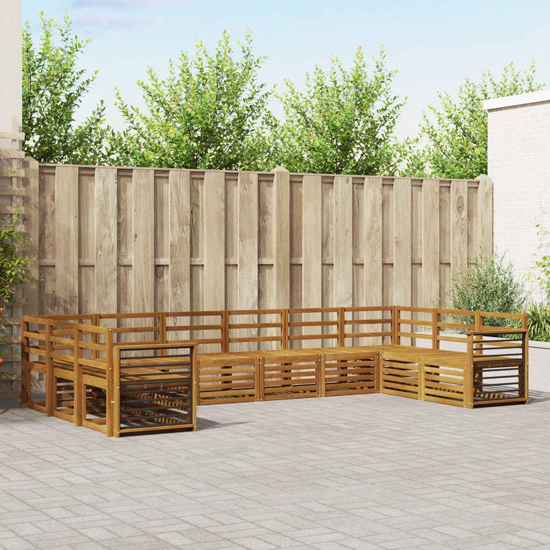 Set de canapele de exterior 10 buc. natural