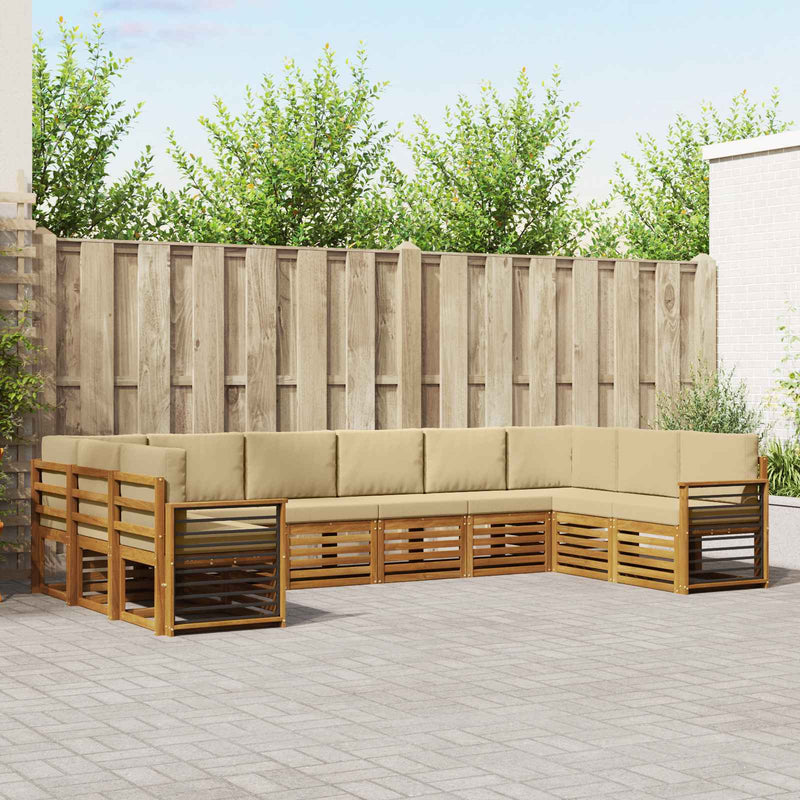 Set de canapele de exterior 10 buc. Natural și Bej