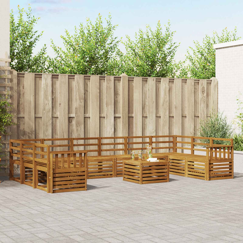 Set de canapele de exterior 11 buc. natural