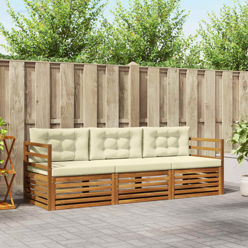 Set de canapele de exterior 3 buc. Natural și Crem