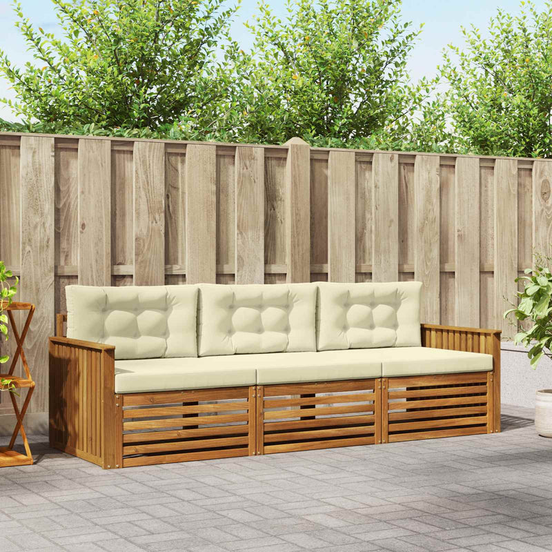Set de canapele de exterior 3 buc. Natural și Crem