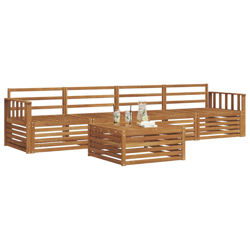 Set de canapele de exterior 5 buc. natural Lemn Solid de Acacia