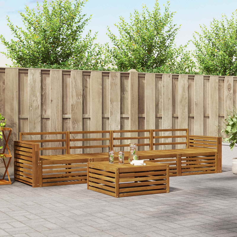 Set de canapele de exterior 5 buc. natural Lemn Solid de Acacia