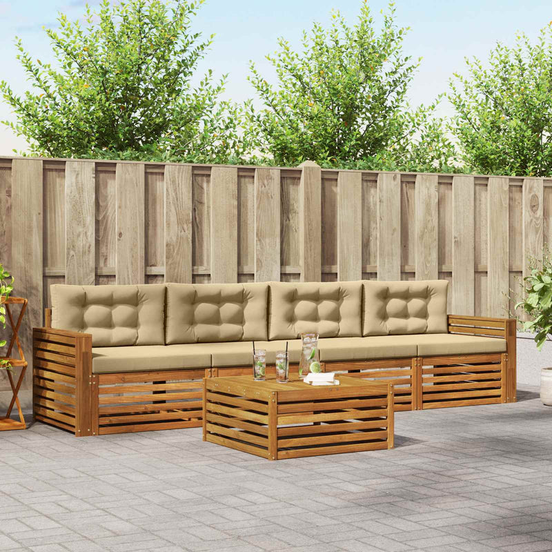 Set de canapele de exterior 5 buc. Natural și Bej