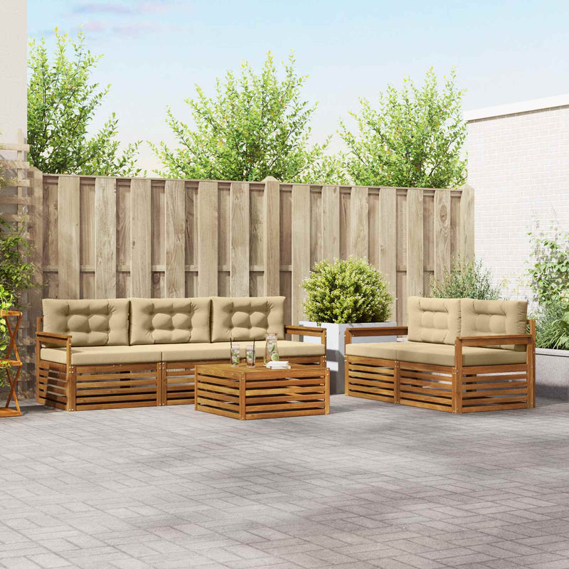 Set de canapele de exterior 6 buc. Natural și Bej