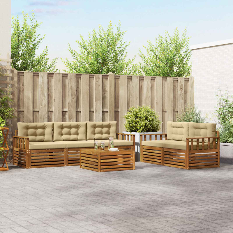 Set de canapele de exterior 6 buc. Natural și Bej