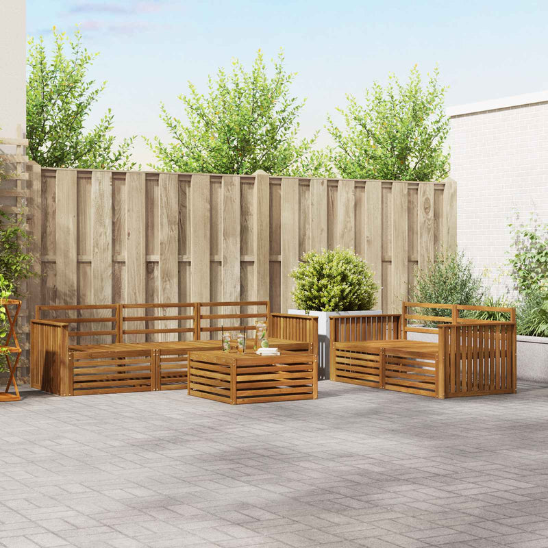 Set de canapele de exterior 6 buc. natural Lemn Solid de Acacia