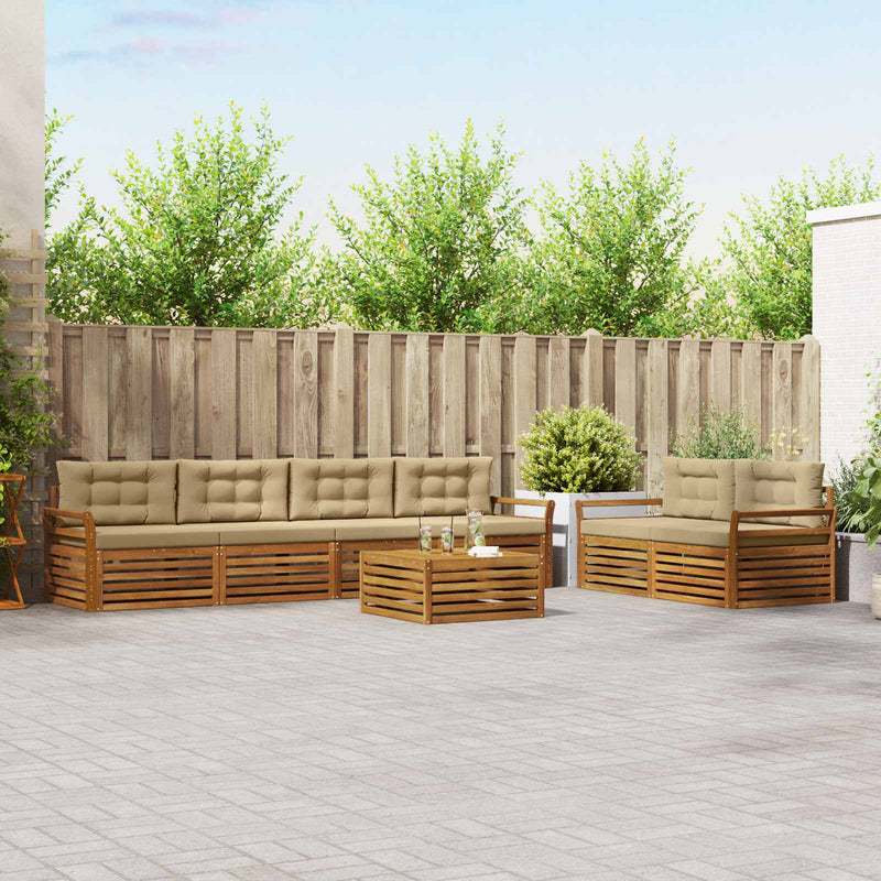 Set de canapele de exterior 7 buc. Natural și Bej