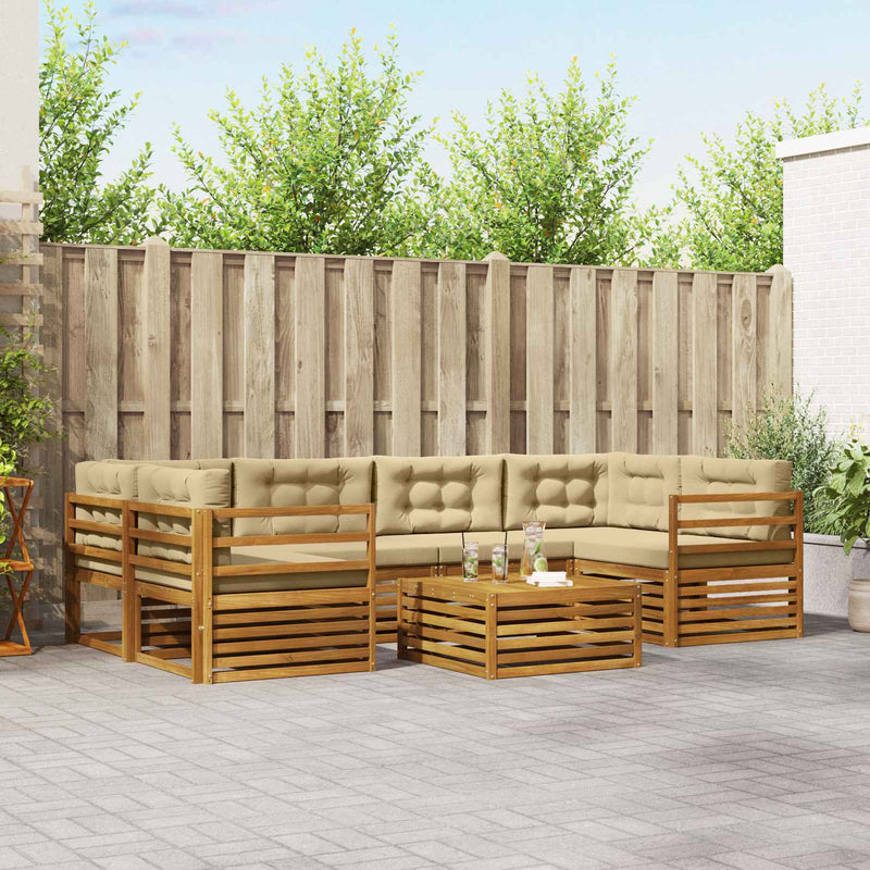 Set de canapele de exterior 7 buc. Natural și Bej