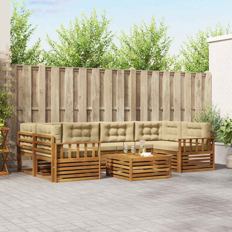 Set de canapele de exterior 7 buc. Natural și Bej