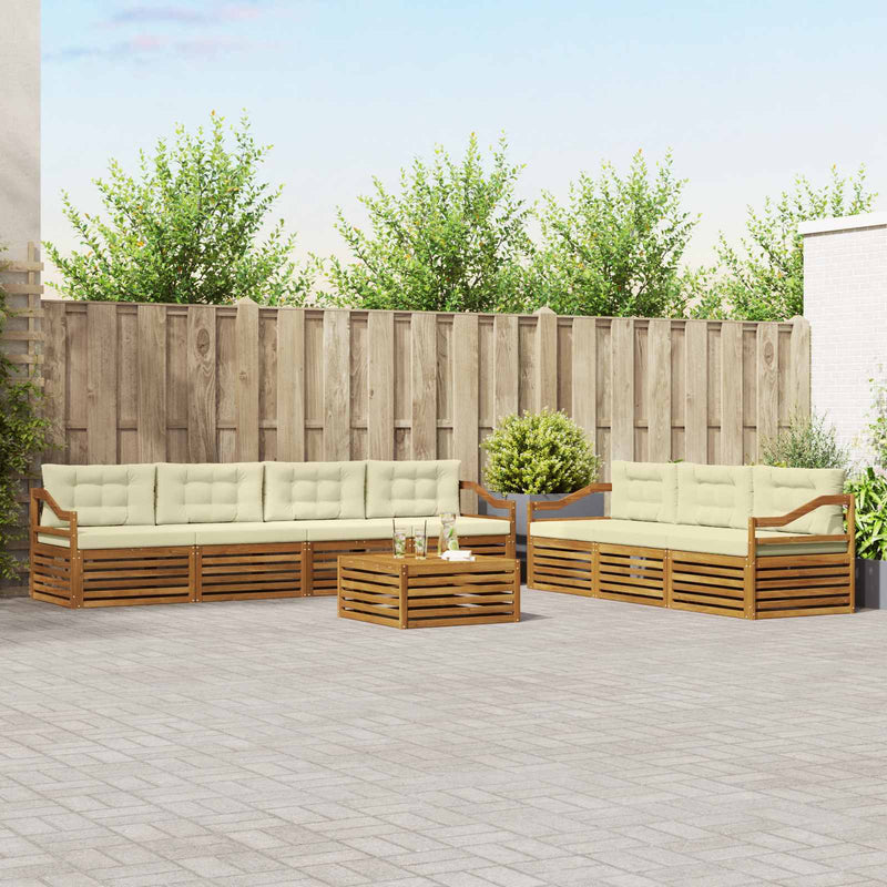 Set de canapele de exterior 8 buc. Natural și Crem